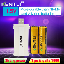 2pcs 1.5V 2400mWh Kentli Lithium Rechargeable AA Li-polymer Li-ion Batteries + USB AA AAA smart Charger 2024 - buy cheap