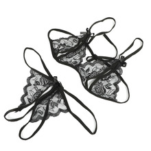 Conjunto de lingerie sexy feminina, pijama erótico transparente virilha aberta calcinha sutiã roupa íntima sexy exótica 2024 - compre barato