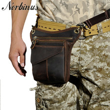 Norbinus-riñonera de cuero genuino para hombre, bolso de cintura para motocicleta, bolsa para el muslo, bolsa para teléfono 2024 - compra barato
