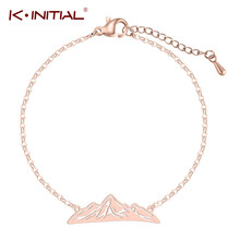 Kinitial Rose Gold Bracelets For Women Fashion Cuff Jewelry Mountain Bracelet Charm Stainless Steel Bijoux Best Friend Gifts Bff 2024 - buy cheap