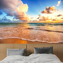 Papel de parede com foto personalizada 3d, fundo de parede de céu, ondas, praia, paisagem, sala de estar, quarto, pintura de fundo 2024 - compre barato