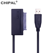 CHIPAL-Adaptador de Cable de doble LED USB 2,0 a SATA 3,0, adaptador de Cable de 7 + 15 22 Pines, convertidor SATA III de 22 pines para unidad de disco duro HDD SSD de 2,5 pulgadas 2024 - compra barato