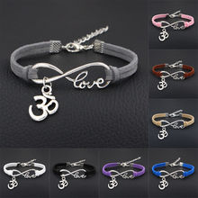 10pcs/lot Infinity Love 8 Bracelet Om yoga zen 3D OHM Charm Heart  Pendant Women/ Men Simple Bracelets/Bangles Jewelry Gift Q104 2024 - buy cheap