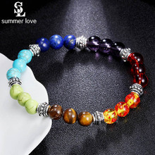 Adjustable 7 Chakra Bracelet Men Women Healing Balance Reiki Prayer Natural Stone Beads Strand Bracelets Yoga Jewelry 2024 - buy cheap