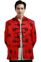 Шанхай история с длинным рукавом Китайская традиционная одежда китайская пуговица Мужская Свадебная куртка красный воротник Мандарин куртка для мужчин 2024 - купить недорого
