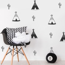 Pegatina de pared de Cactus para habitación de niños, Tipi con dibujos de Cactus, decoración de vinilo para dormitorio, 55 Uds. 2024 - compra barato