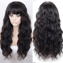 LUFFYHAIR 200% High Density Wavy 5x5 Silk Base Scalp Human Hair Wig With Bangs Peruvian Remy Hair Wigs With Baby Hair 2024 - buy cheap