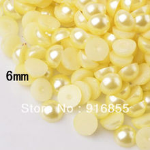 O envio gratuito de 2000 pçs/lote 6mm amarelo cor half round plano voltar ABS rsin imitação de pérolas beads 2024 - compre barato