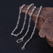 Мужское Ожерелье S925, из чистого серебра, винтажное, тайское, серебряное, с шестью буквами, с бамбуковой цепочкой 2024 - купить недорого