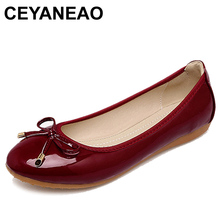 CEYANEAO New 2019 Fashion Shoes Women Flats Round toe Elegant Bowknot Soft Single Boat Shoes Women's Flat Heel Brand Plus Size 2024 - buy cheap