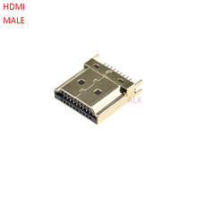 10 шт. HDMI штекер/штекер разъем 19PIN 19 P 1,6 мм 180 градусов позолоченный hd 19 PIN 2024 - купить недорого