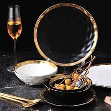 8/10 Inch Ceramic Dinner Plates Ceramic Gold Inlay Dinnerware Plate Dessert Cake Dishes Tableware plate Kitchenware Accessories 2024 - buy cheap