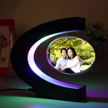 C shape Electronic Magnetic Levitation Floating Globe Photo Frame Blue light Birthday Gift Xmas Decor Wedding Gift 2024 - buy cheap