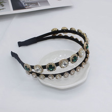 Diadema de moda Coreana de dos capas, diadema informal con temperamento geek, banda barroca con diamantes de imitación, 818 2024 - compra barato