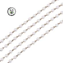 Cuentas de perlas de cristal redondas hechas a mano, 6mm, para fabricación de pulseras y collares, con alfileres de hierro de Bronce Antiguo, color Beige, 39,3" 2024 - compra barato