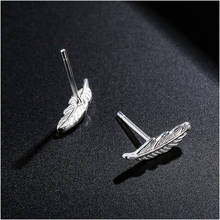 LouLeur 925 Sterling silver leaves earrings simple fashion Feathers leaves stud earrings for women 2018 charms silver jewelry 2024 - buy cheap