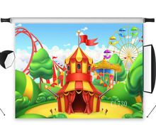 LB Seamless Circus Tent Amusement Park Washable Backdrop Room Children No Crease Background Photography Polyester Studio Props 2024 - buy cheap