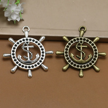 ANGRLY 5pcs 50*45MM Have Hook Up Fashion Alloy Two-color Anchor Retro Pendant Pirate Steering Wheel Handmade Craft Material 2024 - buy cheap