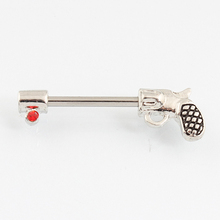 Piercing para el cuerpo de pistola roja, joyería de 14G, barra de acero quirúrgico 316L, sin níquel, 2 unids/lote 2024 - compra barato