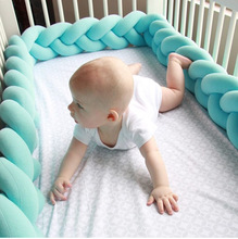 200cm crib anti-collision four-layer knot handmade solid color woven plush crib protective cover newborn baby pillow 2024 - buy cheap