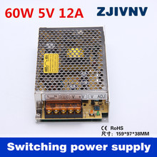 high quality 60w Output 5v 12A Single output switch mode power supply smps LED 5V AC DC transformer for led light cctv cncS-60-5 2024 - buy cheap