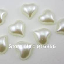Free shipping 500pcs/lot 15mm exquisite heart shape craft flatback imitation pearl beads for DIY 2024 - buy cheap