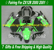 Kit de carenagem injeção para kawasaki ninja zx12r 00, 01, zx, 12r 2000, 2001, preto, verde, motocicleta, conjunto + presentes, hj20 2024 - compre barato