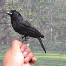 Cerca de 15 cm modelo de simulação preto corvo pássaro decoração do jardim h1051 2024 - compre barato