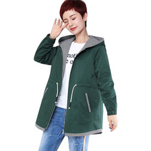 Spring Womens Trench Coat Autumn Casual Loose Windbreakers  Cotton Patchwork hooded plus size coats female long slim windbreaker 2024 - buy cheap