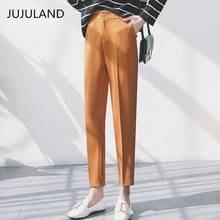JUJULAND 2018 Pencil Pants Women  OL Chiffon High Waist  Pockets Casual Trousers Pantalones Suit Pants Trousers Women Pantalon 2024 - buy cheap