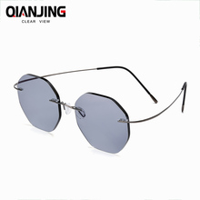 QianJing finished rimless myopia sunglasses grey lens ultra-light frameless ready-made Nearsighted Glasses Myopia sun glasses 2024 - buy cheap
