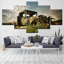 Lienzo de impresión de arte para decoración del hogar, póster moderno Grunge, camión roto, campo de óxido, cielo, nubes, 5 piezas, HD, Arte Modular 2024 - compra barato