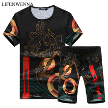 2021 New Fashion Summer Short Sets Men Novel Design Irregular Printing Suits For Men Suit Casual Hawaii Sets T Shirt + Pants 5XL 2024 - buy cheap