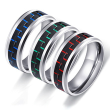 Rock High Quality Stainless Steel Rings for Women Red Stripe Men Rings Jewelry for Party Wide 8mm 2024 - buy cheap