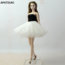 Черно-белое лоскутное балетное платье для куклы Барби, одежда, вечерние платья, одежда для кукол Барби 1/6, аксессуары для кукол 2024 - купить недорого