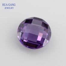 Purple Cubic Zirconia Stone Round Shape Double Checkerboard Cut Loose CZ Stone Synthetic Gems For Jewelry 4~14mm 2024 - buy cheap