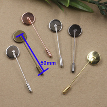 100pcs/lot 10mm round Mold plate cabochon blank tray long brooch lapel pin diy 50mm long stick pin safty lapel pin brooch 2024 - buy cheap