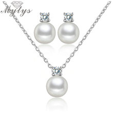Mytys Pearl Pendant Necklace and Pearl Stud Earrings Jewelry Sets New Arrival Fashion Women Accessories CN140 2024 - buy cheap