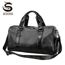 Scione Solid Travel Luggage Shoulder Bags Simple Fashion Sport Shoe Organizer High Quality PU Leather Handbag Business Tote Bag 2024 - buy cheap