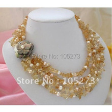 Impresionante collar de cristal amarillo perla de agua dulce Rosa blanco de 4 filas 18 '-20 pulgadas joyería de moda para mujeres y niñas nuevo envío gratis 2024 - compra barato