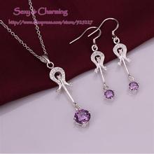 S692 Sets Silver Plated Crystal CZ Zircon Necklace&Earrings Fashion Jewelry,Welcom Mixed Wholesale 2024 - buy cheap