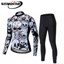 Conjunto de Ropa de Ciclismo para hombre, Maillot de manga larga, pantalones reflectantes de calavera 2024 - compra barato