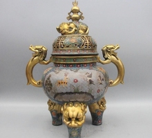 Incensário queimador de incenso em bronze costeado dragon foo cachorro elefante 23 "da china 2024 - compre barato