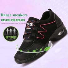 Tênis feminino air mesh respirável, sapatos de dança com sola de borracha preta e branca com almofada inflável 2024 - compre barato