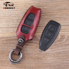 DANDKEY Genuine Leather Protector Key Case Shell Cover For Ford Kuga Focus 3 Ecosport Fiesta 2012 2013 2014 2015 2016 2017 3 BUT 2024 - buy cheap