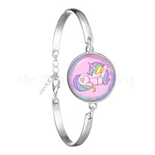 Kawaii cavalo unicórnio corrente pulseiras colorido dos desenhos animados encantos mulheres crianças unisex na moda jóias amante presente de festa de natal 2024 - compre barato