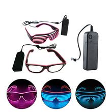 EL-Gafas de neón con luces LED, lentes con obturador y controlador para disfraz de Rave, fiesta, música de DJ, regalos para Navidad y Halloween 2024 - compra barato