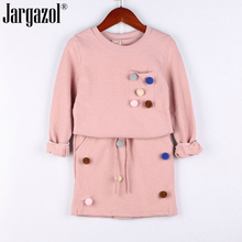 New Fashion Girls Autumn Winter Clothes Set Long Sleeve Shirt + Skirt With Ball 2 Pcs Clothing Suit For Kids Girl Clothing 2024 - buy cheap