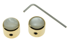 Kaish conjunto de 2 botões dourados e brancos pérola top, botões cúpula de violão com parafuso para guitarras tele, pérolas brancas e botões de baixo 2024 - compre barato