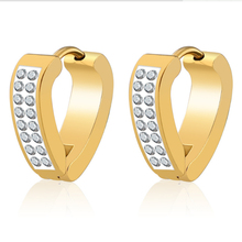 New Arrival Punk Stainless Steel Gold Ear Clip Heart Ear Stud Earrings Piercings Crystal Fashion Jewelry Christmas Gifts 2024 - buy cheap